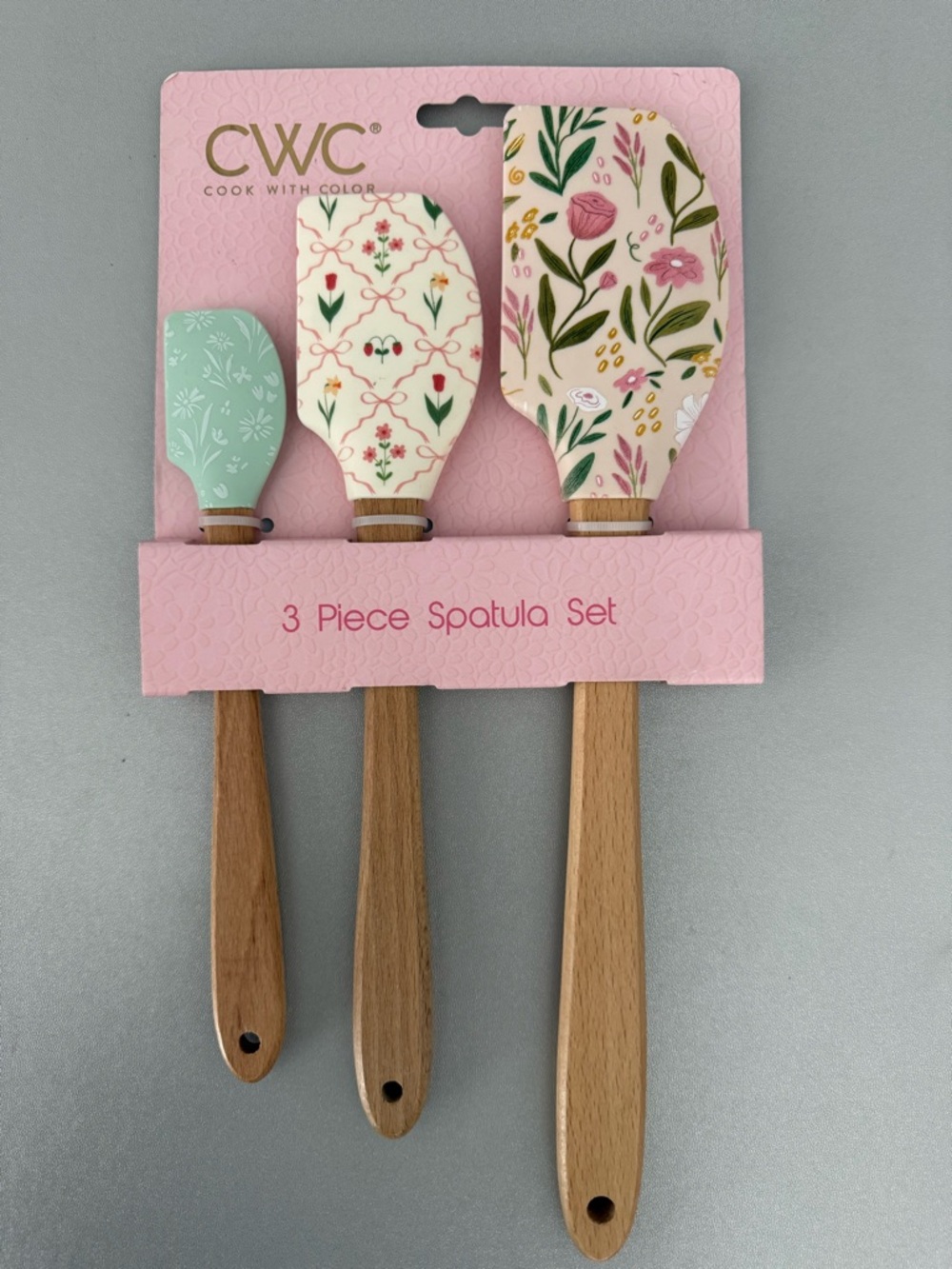 CWC Floral 3-Piece Spatula Set - Pink, Cream & Mint